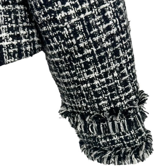Karl Lagerfeld Tweed Blazer Black & White Size 6 *FLAW* - Picture 5 of 11